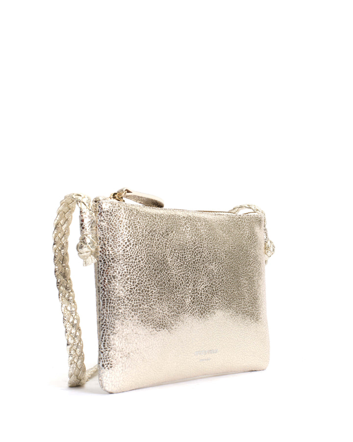 Anonymous Copenhagen Thinna Clutch Crackled Metallic Goat Champagne