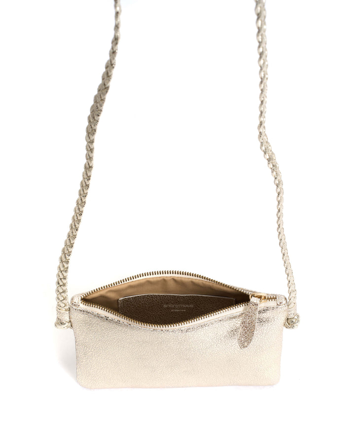 Anonymous Copenhagen Thinna Clutch Crackled Metallic Goat Champagne