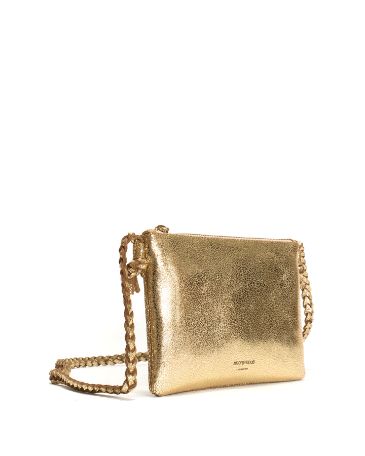 Anonymous Copenhagen Thinna Clutch Crackled Metallic Goat Gold
