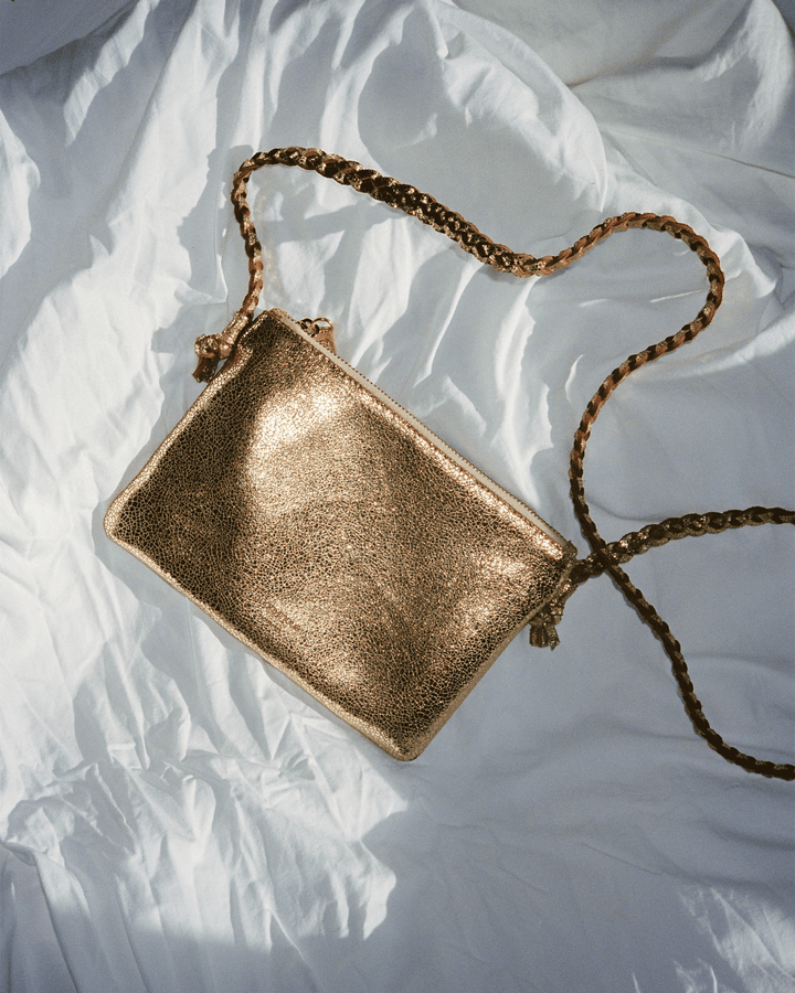 Anonymous Copenhagen Thinna Clutch Crackled Metallic Goat Gold