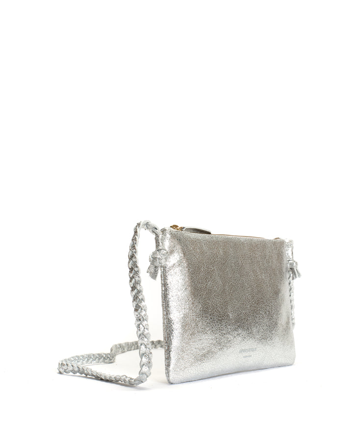 Anonymous Copenhagen Thinna Clutch Crackled Metallic Goat Silver