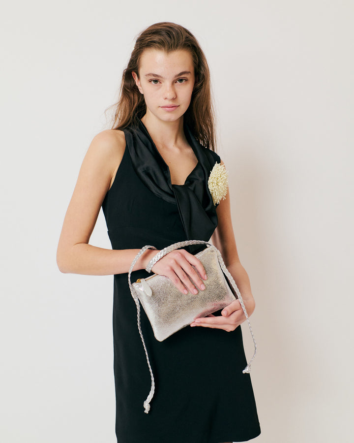 Anonymous Copenhagen Thinna Clutch Crackled Metallic Goat Silver