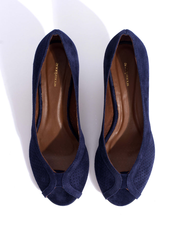 Anonymous Copenhagen Tiffany Stiletto Calf Suede Ink Blue