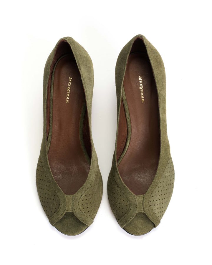 Anonymous Copenhagen Tiffany Stiletto Calf Suede Olive Green