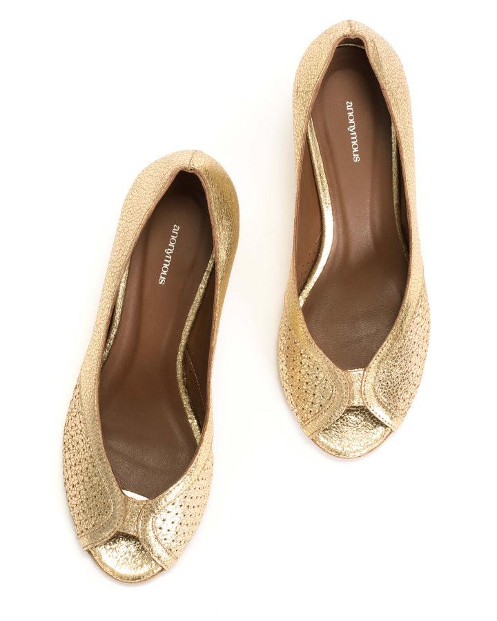 Anonymous Copenhagen Tiffany Stiletto Crackled Metallic Goat Gold