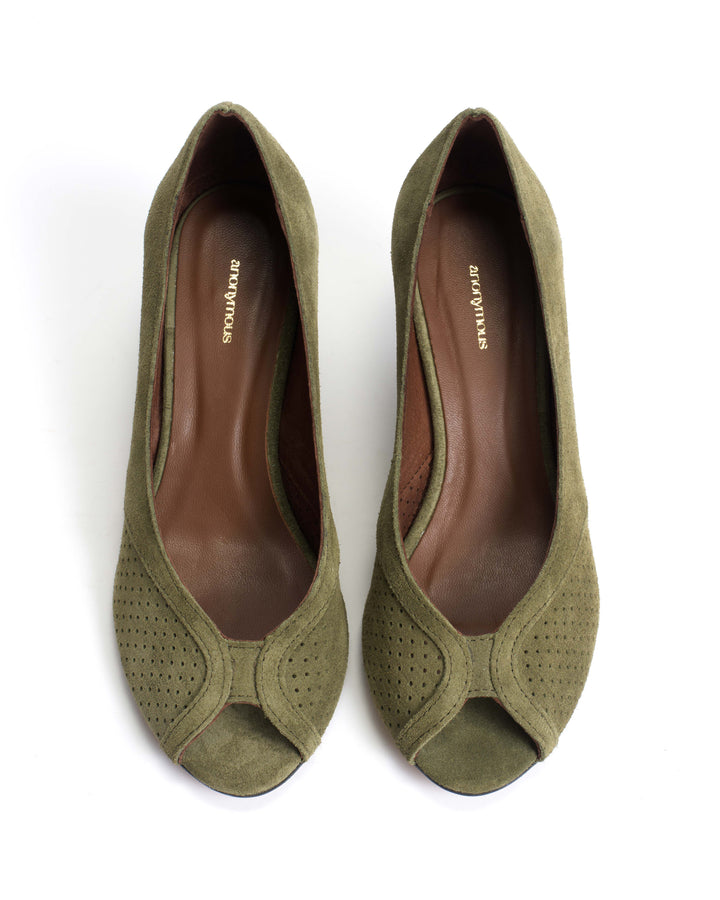 Anonymous Copenhagen Tiffany Triangle Calf Suede Olive Green