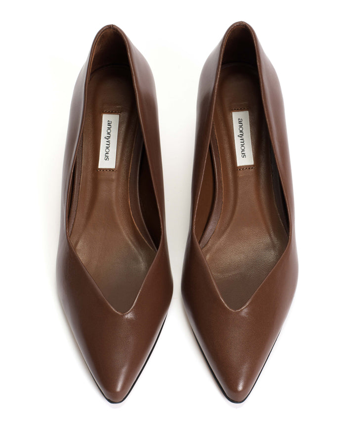 Anonymous Copenhagen Trini 40 Stiletto Shiny Lamb Chocolate