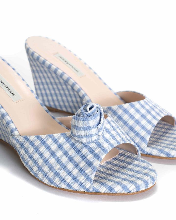 Anonymous Copenhagen Tulip Shoe Clip Pleated Gingham Bubble Blue