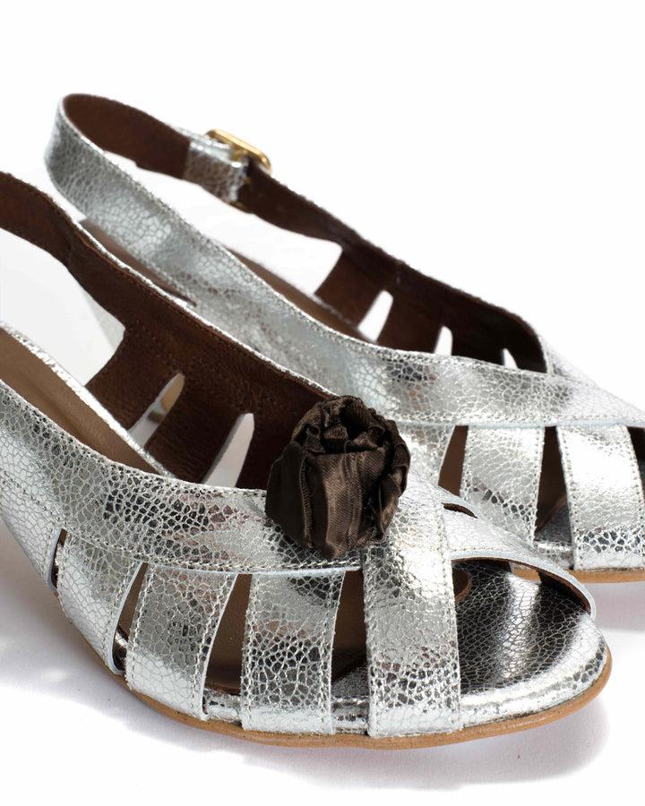 Anonymous Copenhagen Tulip Shoe Clip Pleated Satin Espresso Brown