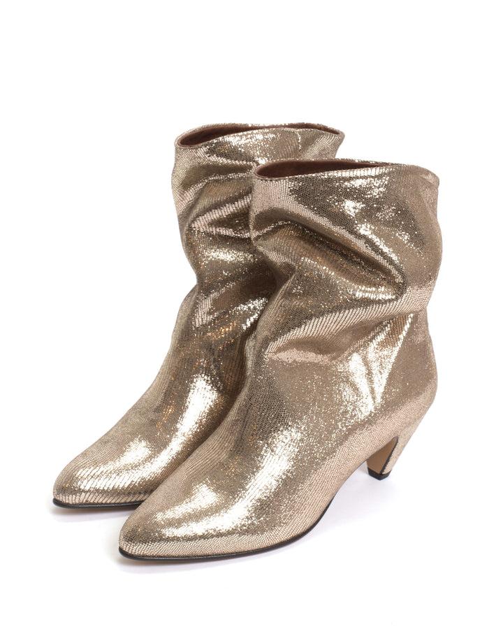 Anonymous Copenhagen Vully 50 Stiletto Lizard Metallic Goat Vintage Champagne