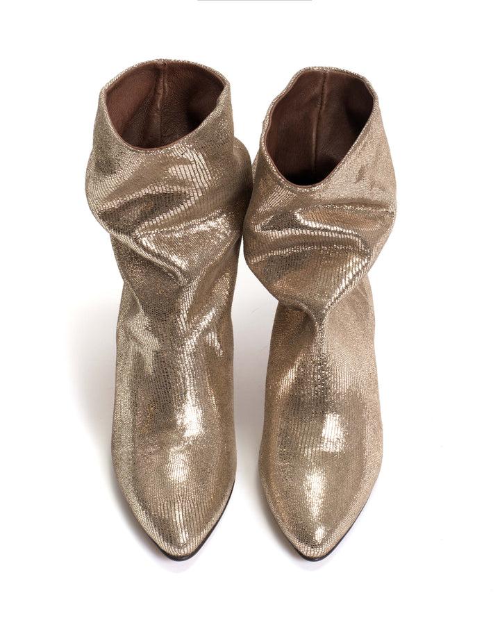 Anonymous Copenhagen Vully 50 Stiletto Lizard Metallic Goat Vintage Champagne