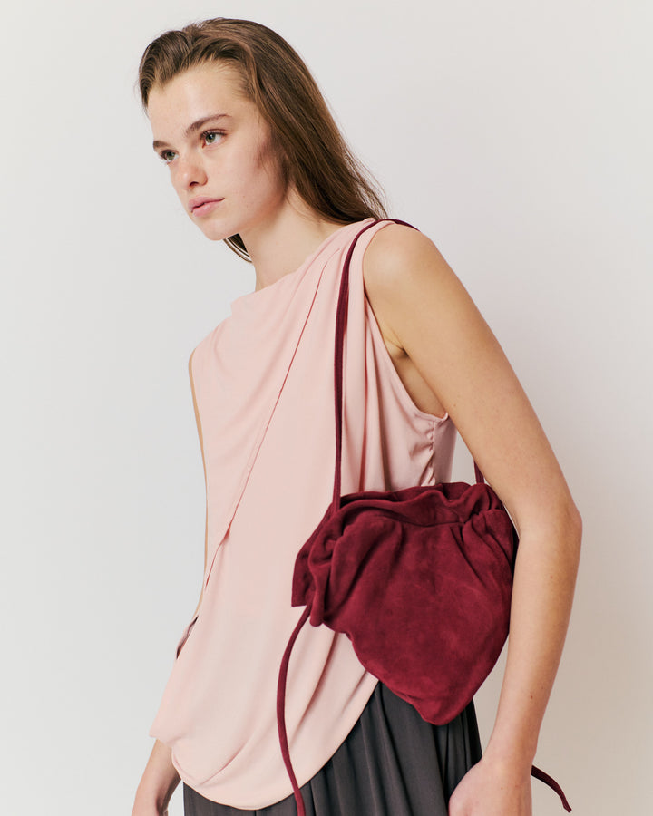 Anonymous Copenhagen Zally Heart Bag Calf Suede Pomegranate