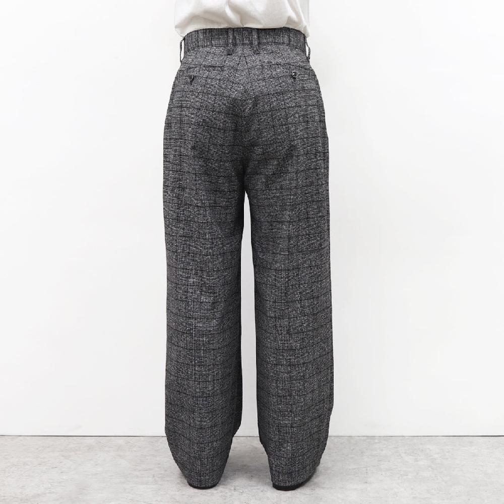 Anonymous Ism 1 Tuck Wide Trouser - Grey Plaid YASHIKI M.Grey - Plaid