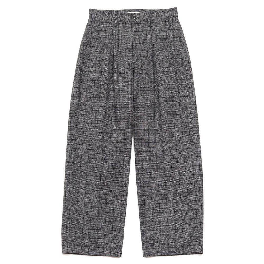 anonymous ism 1 Tuck Wide Trouser - Grey Plaid YASHIKI M.Grey - Plaid