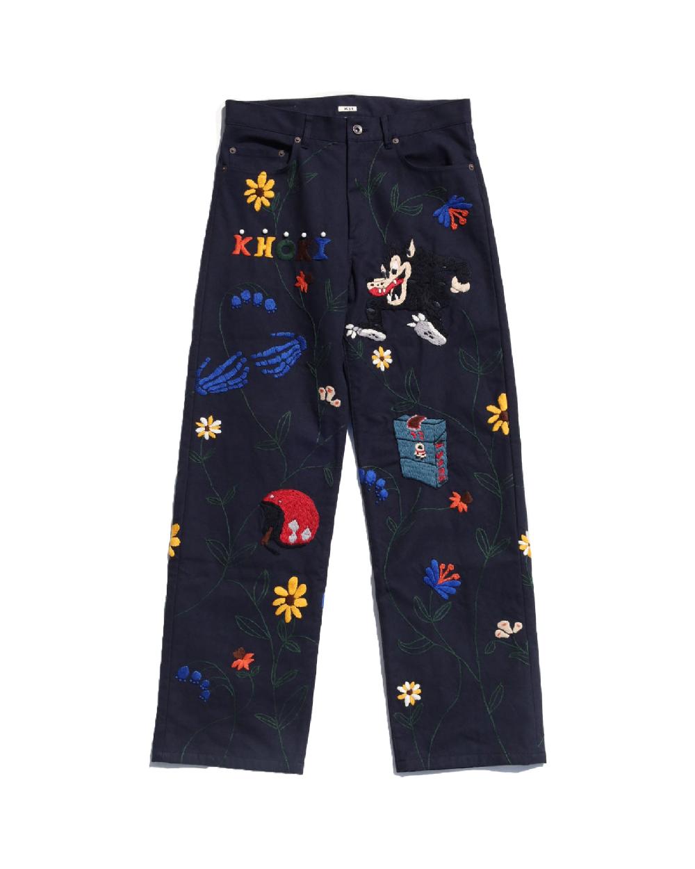 anonymous ism Hand Embroidery Pants KHOKI Navy