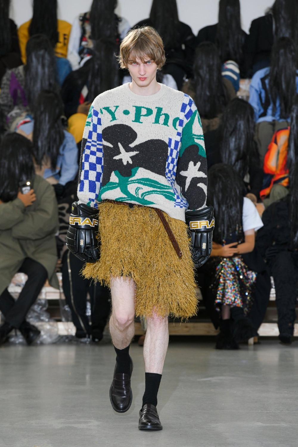 Anonymous Ism Intarsia-Knit Jumper KHOKI White