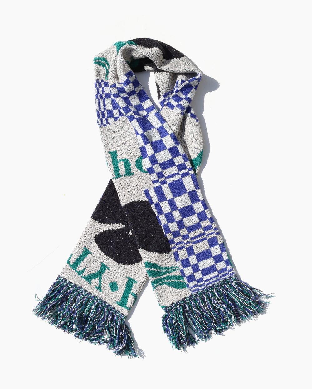 anonymous ism Intarsia-knit muffler KHOKI White