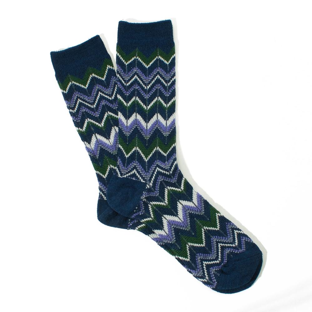 anonymous ism Modern Herringbone Crew Socks Navy