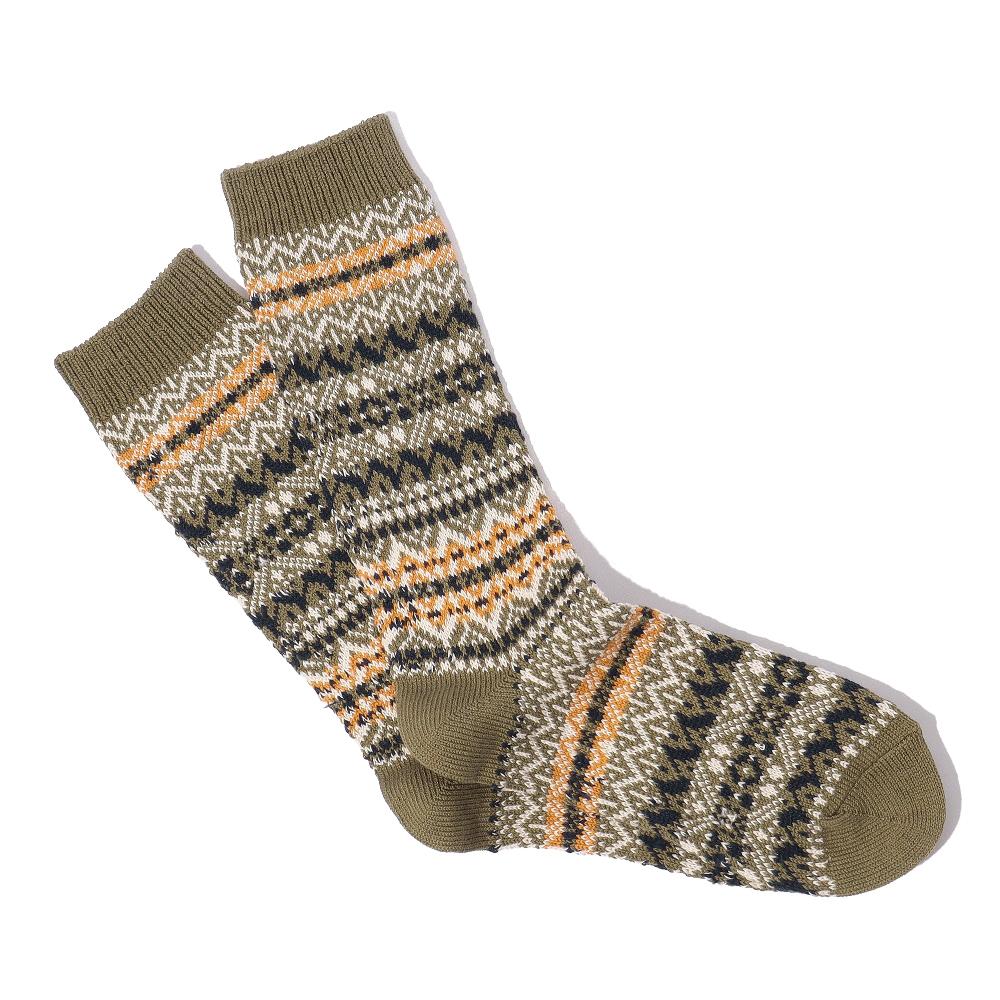 anonymous ism OLD PATTERN CREW Socks Olive