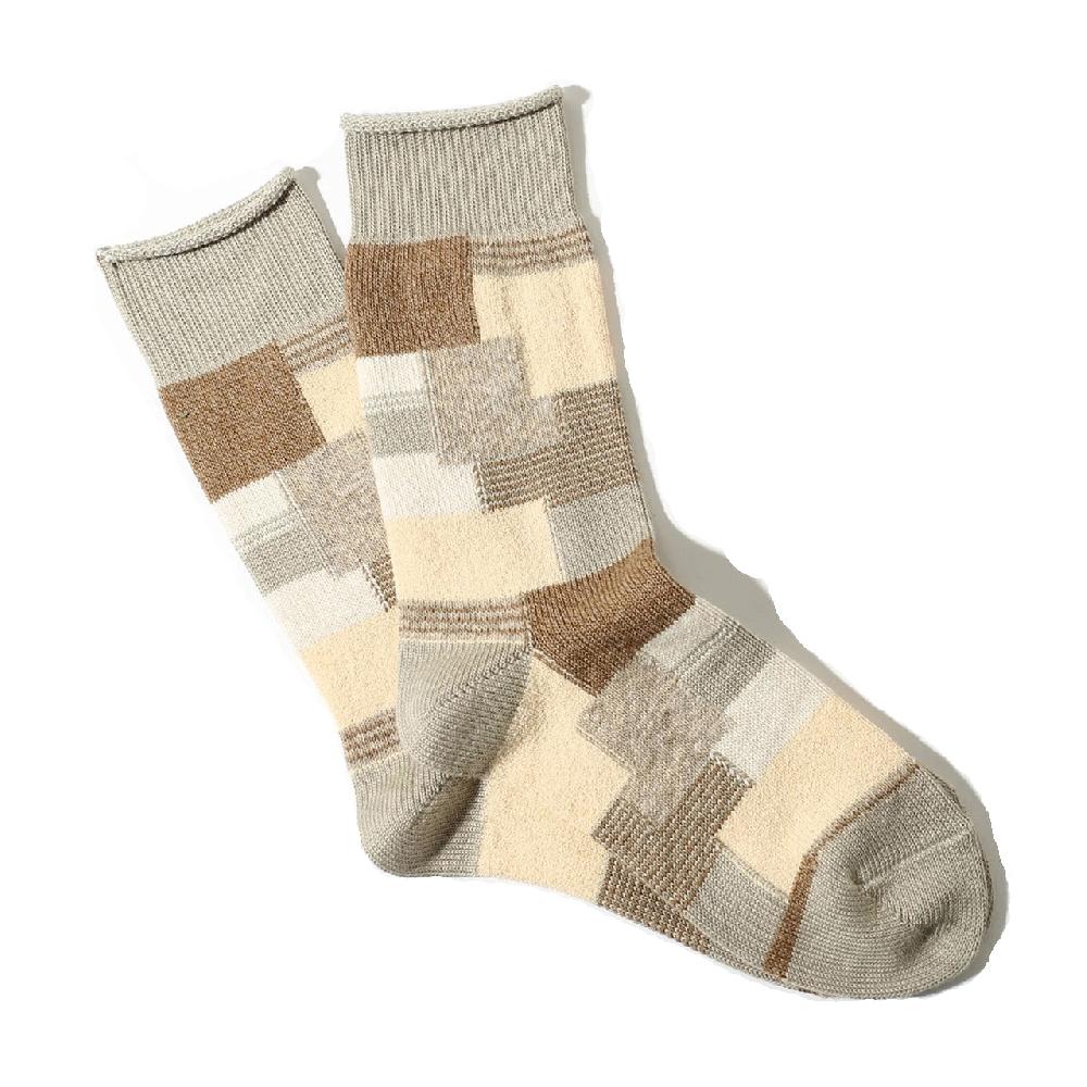 anonymous ism Patchwork Crew Socks Beige