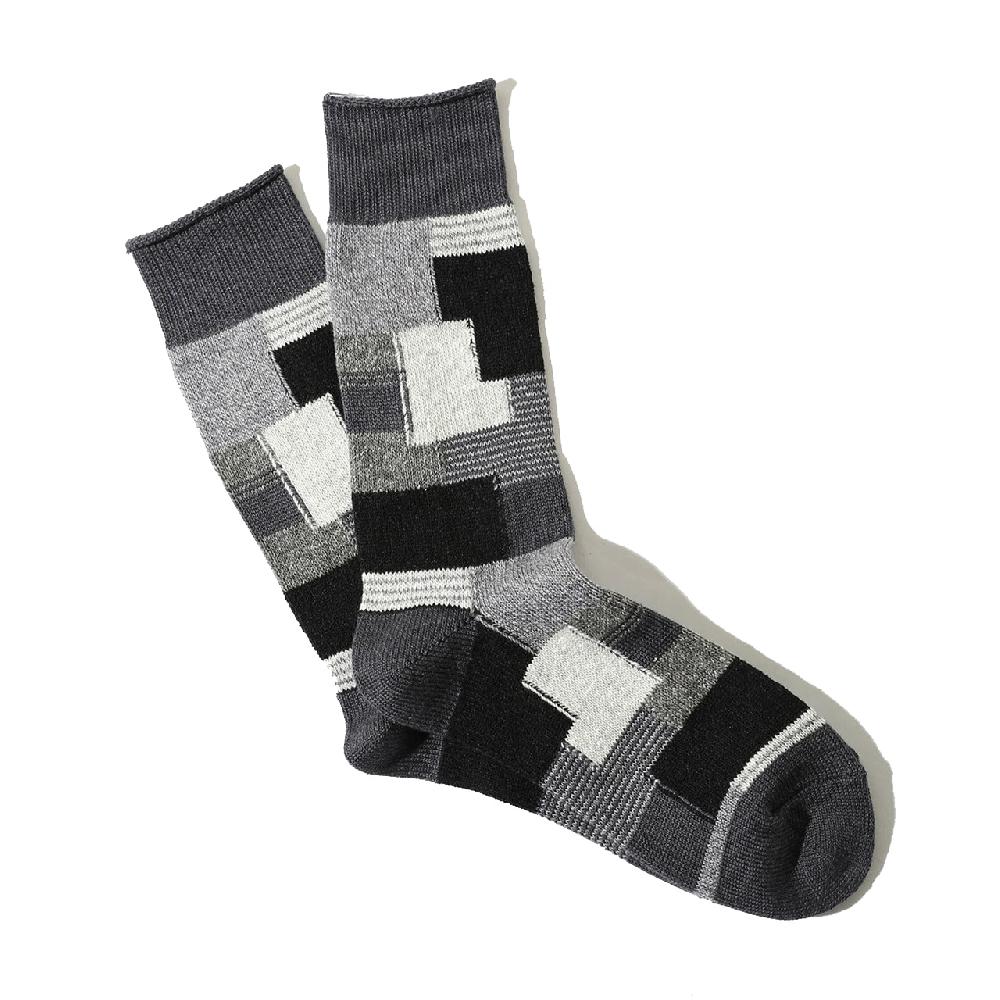 anonymous ism Patchwork Crew Socks Black Melange