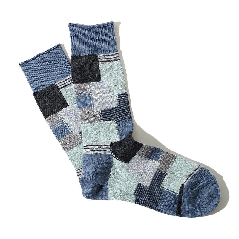 anonymous ism Patchwork Crew Socks Blue Grey
