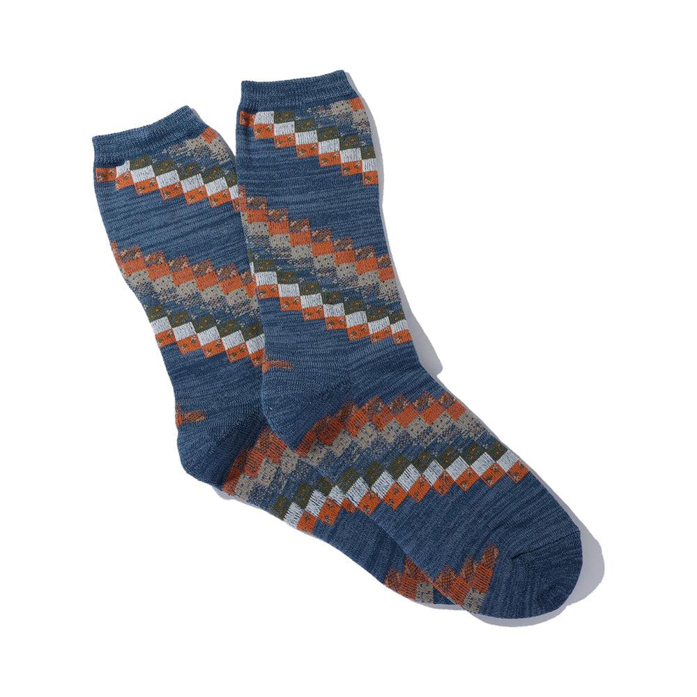 anonymous ism Quilted Patchwork Crew Socks Indigo