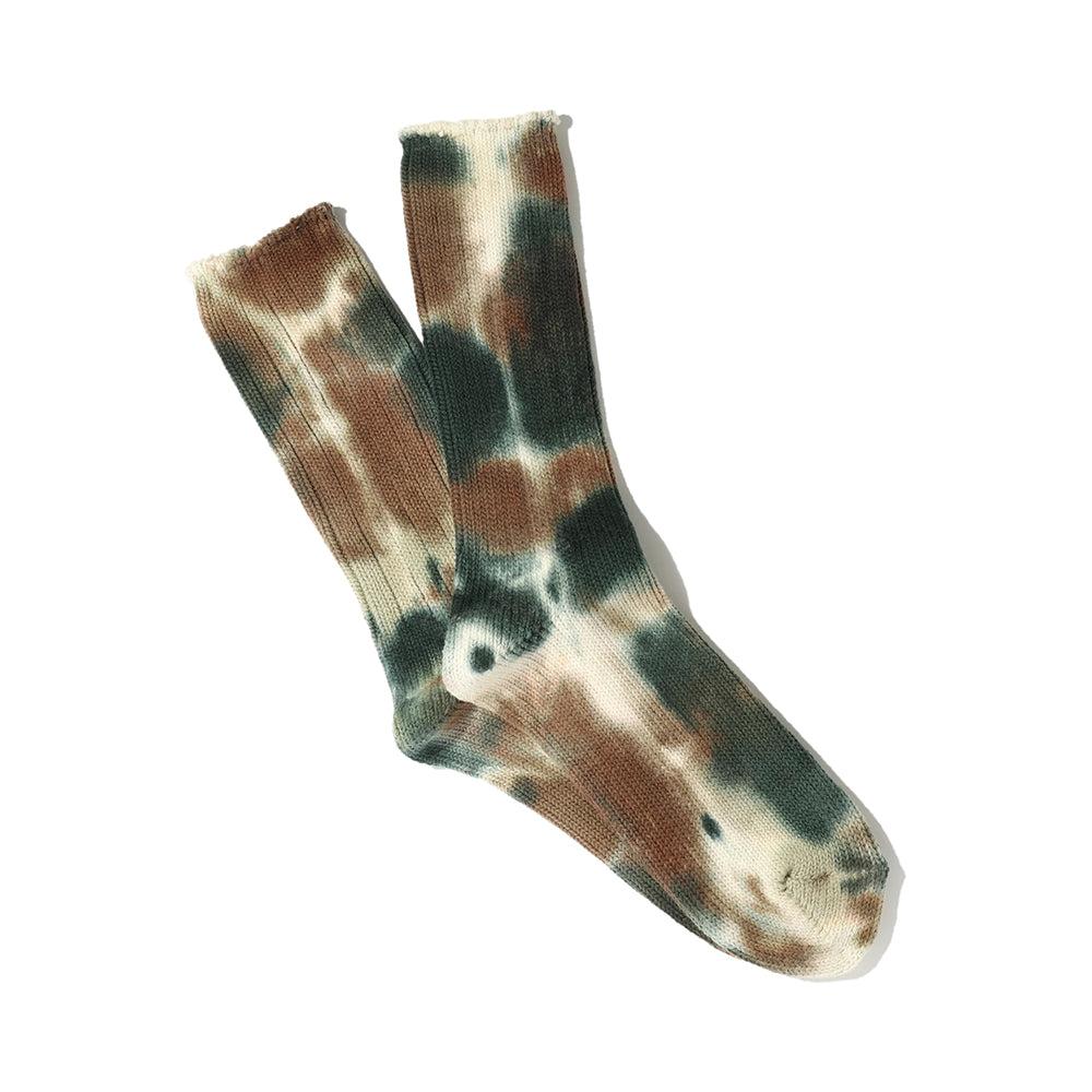 anonymous ism Scatter Dye Crew Socks Khaki Melange