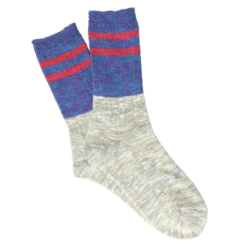 anonymous ism Slub Stripes Crew Socks Indigo