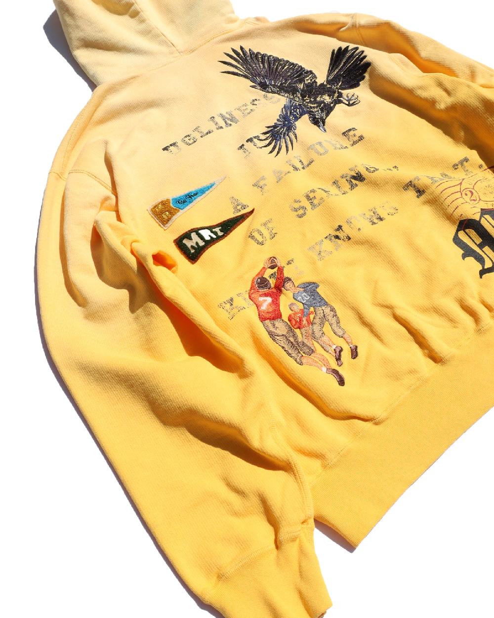 Anonymous Ism Vintage-Effect Hoodie KHOKI Yellow