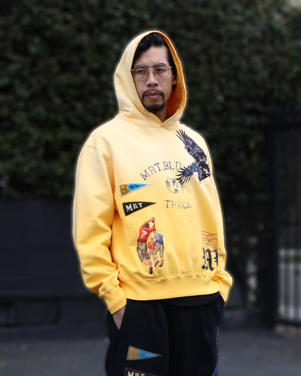 Anonymous Ism Vintage-Effect Hoodie KHOKI Yellow