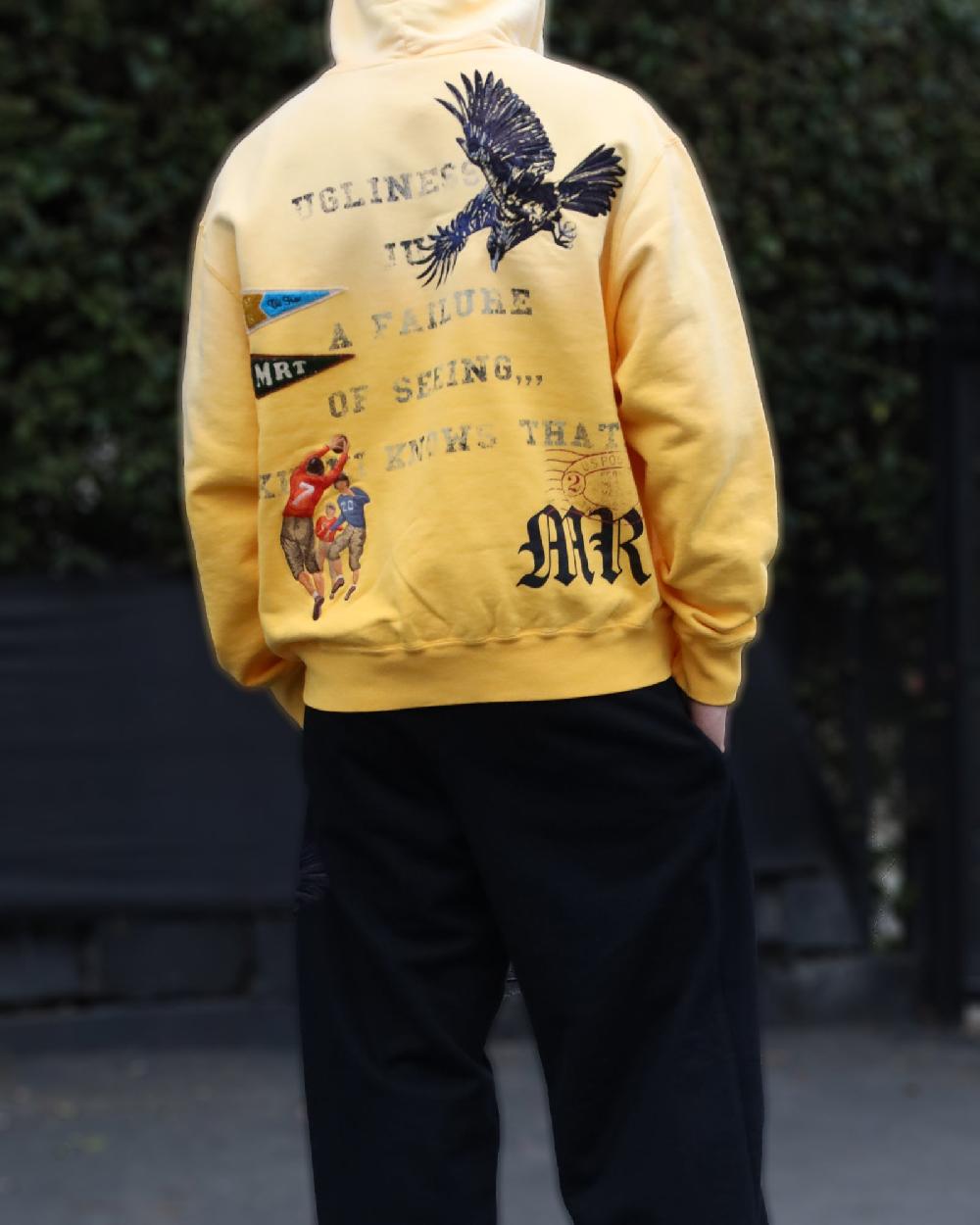 Anonymous Ism Vintage-Effect Hoodie KHOKI Yellow