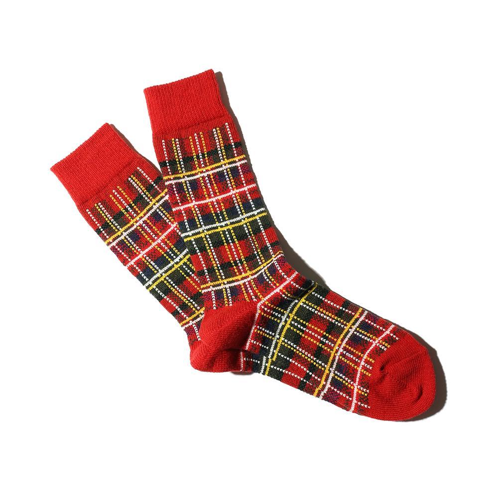 anonymous ism WOOL Check crew Socks Red