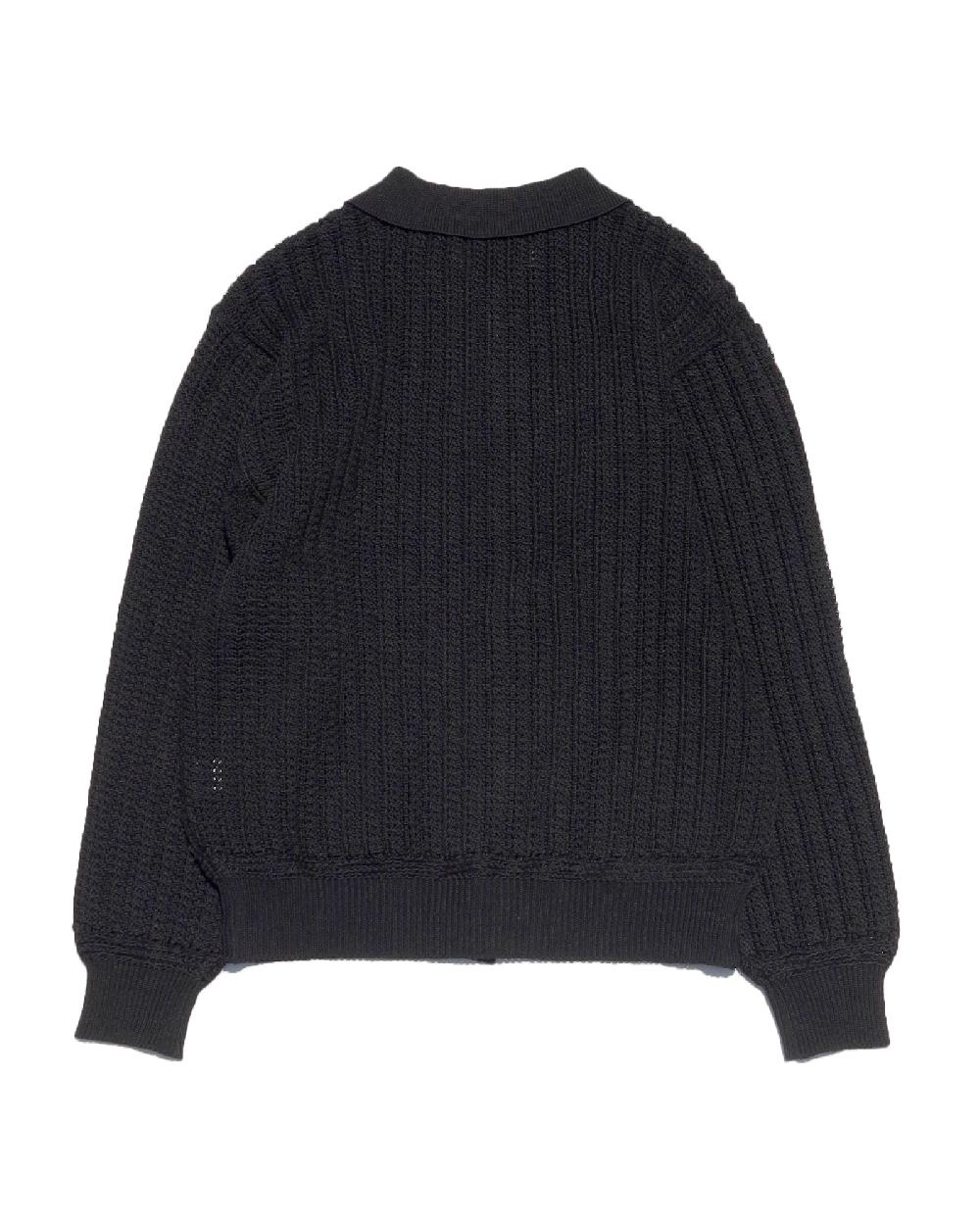 Anonymous Ism Crochet Polo Cardigan Anonymous Ism Apparel Black