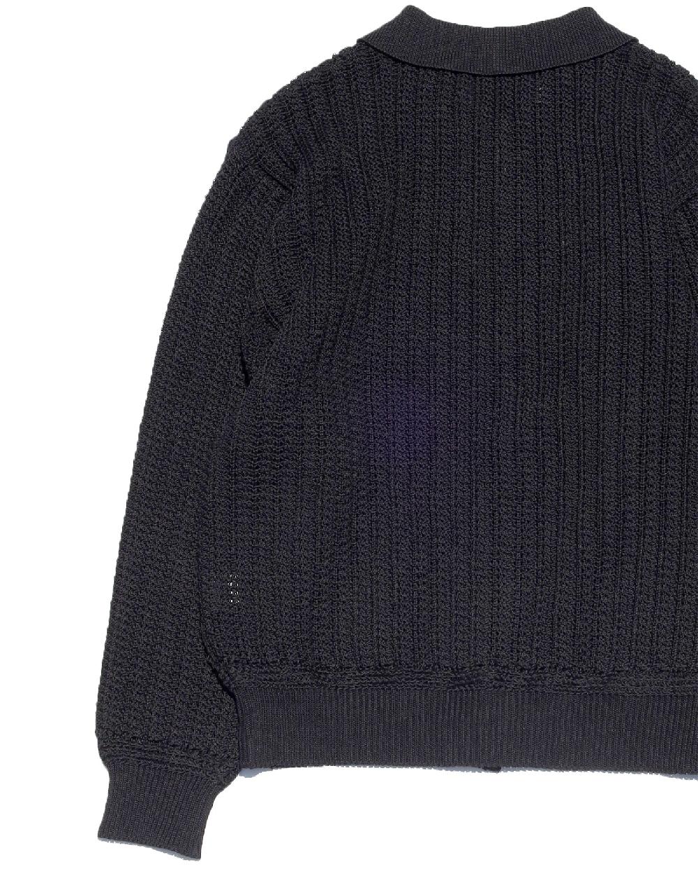 Anonymous Ism Crochet Polo Cardigan Anonymous Ism Apparel Black