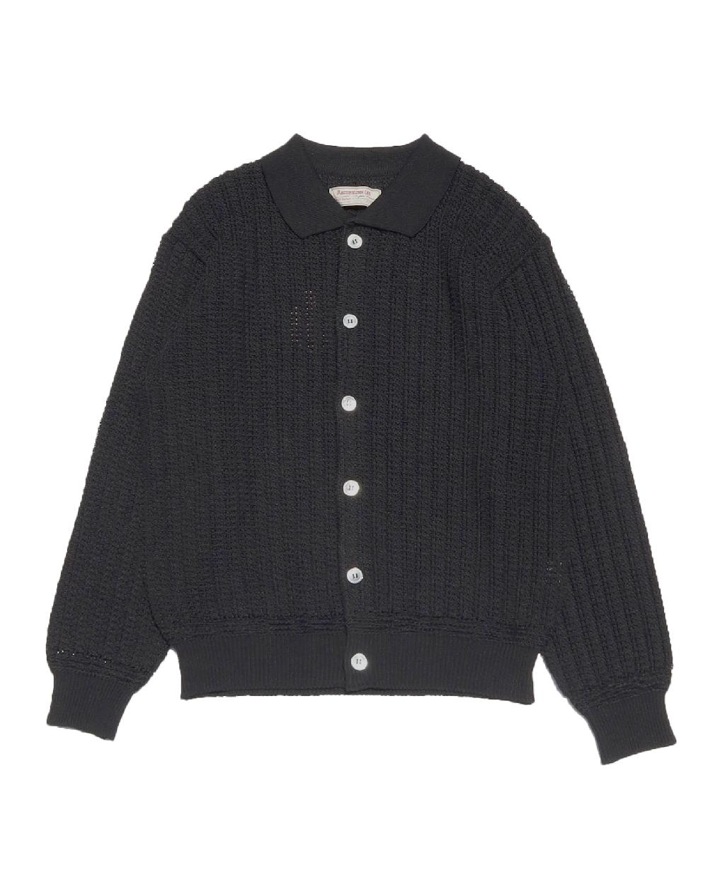 anonymous ism Crochet Polo Cardigan Anonymous Ism Apparel Black