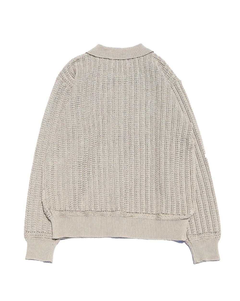 Anonymous Ism Crochet Polo Cardigan Anonymous Ism Apparel Greige