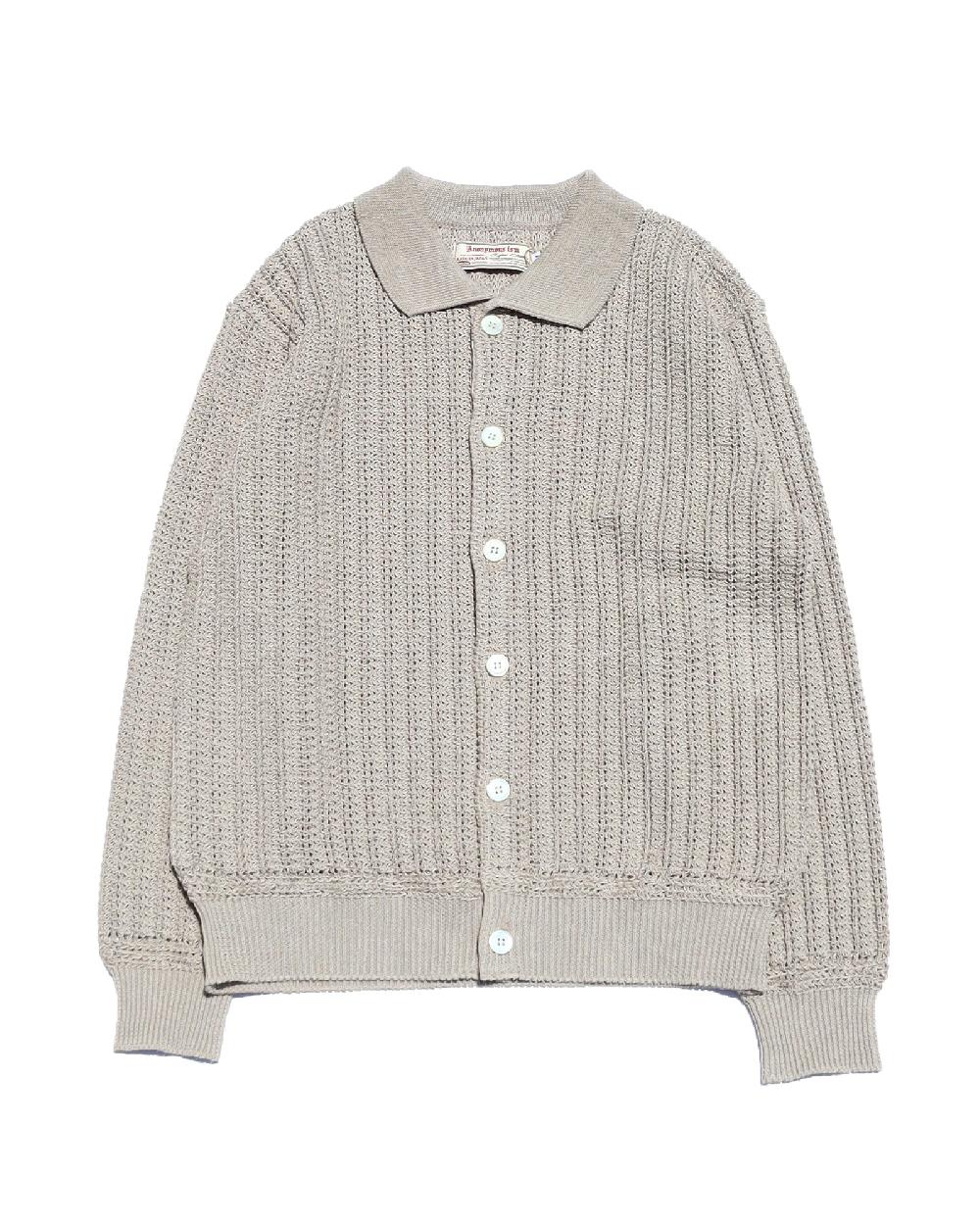 anonymous ism Crochet Polo Cardigan Anonymous Ism Apparel Greige
