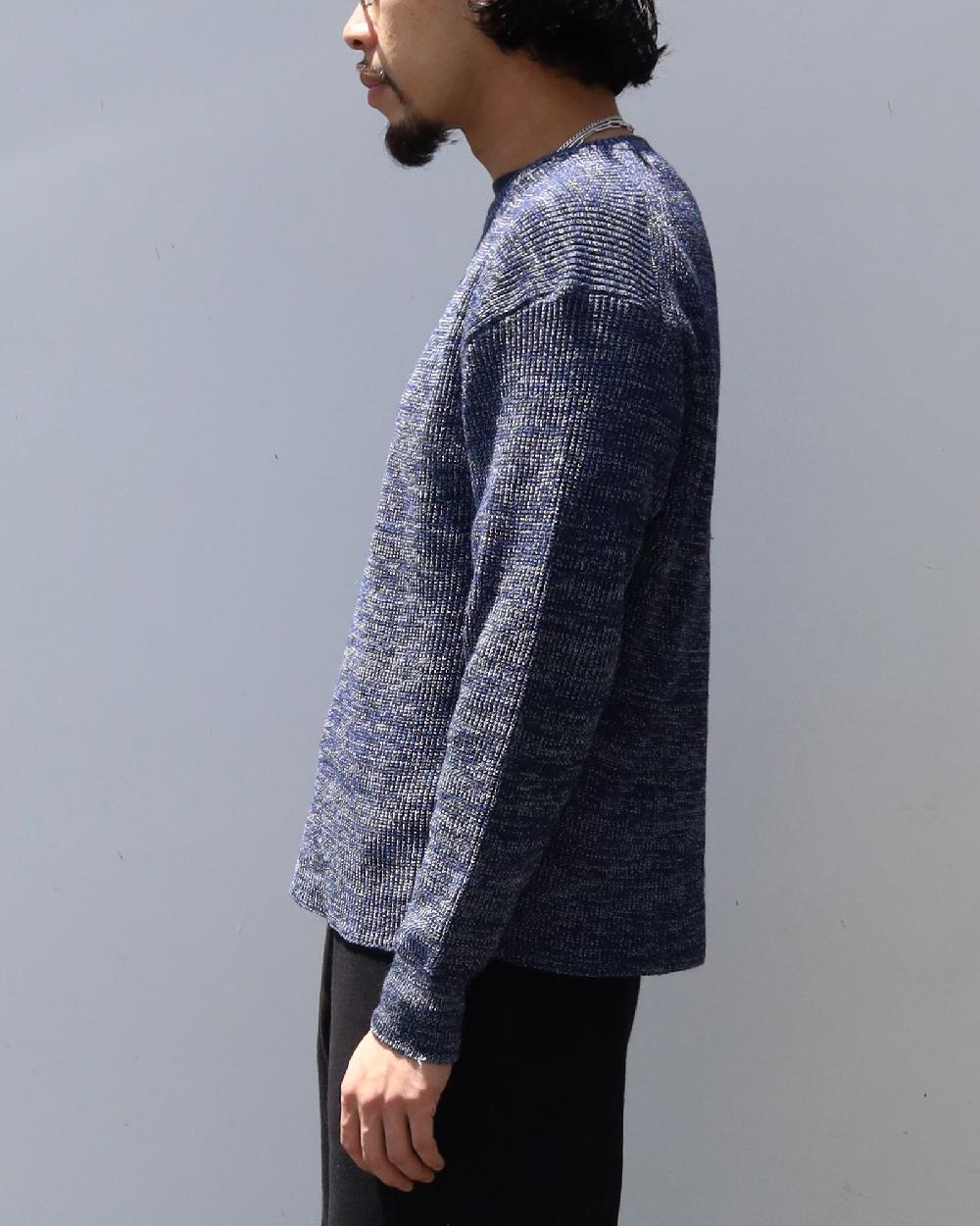 Anonymous Ism Fine Rib Crew Neck Anonymous Ism Apparel Blue Melange