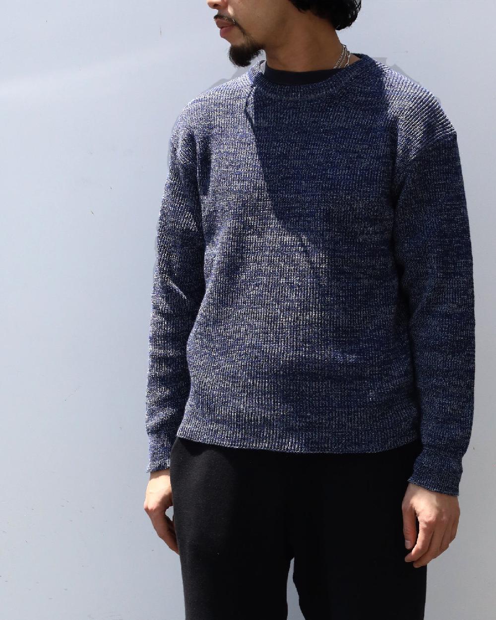 Anonymous Ism Fine Rib Crew Neck Anonymous Ism Apparel Blue Melange