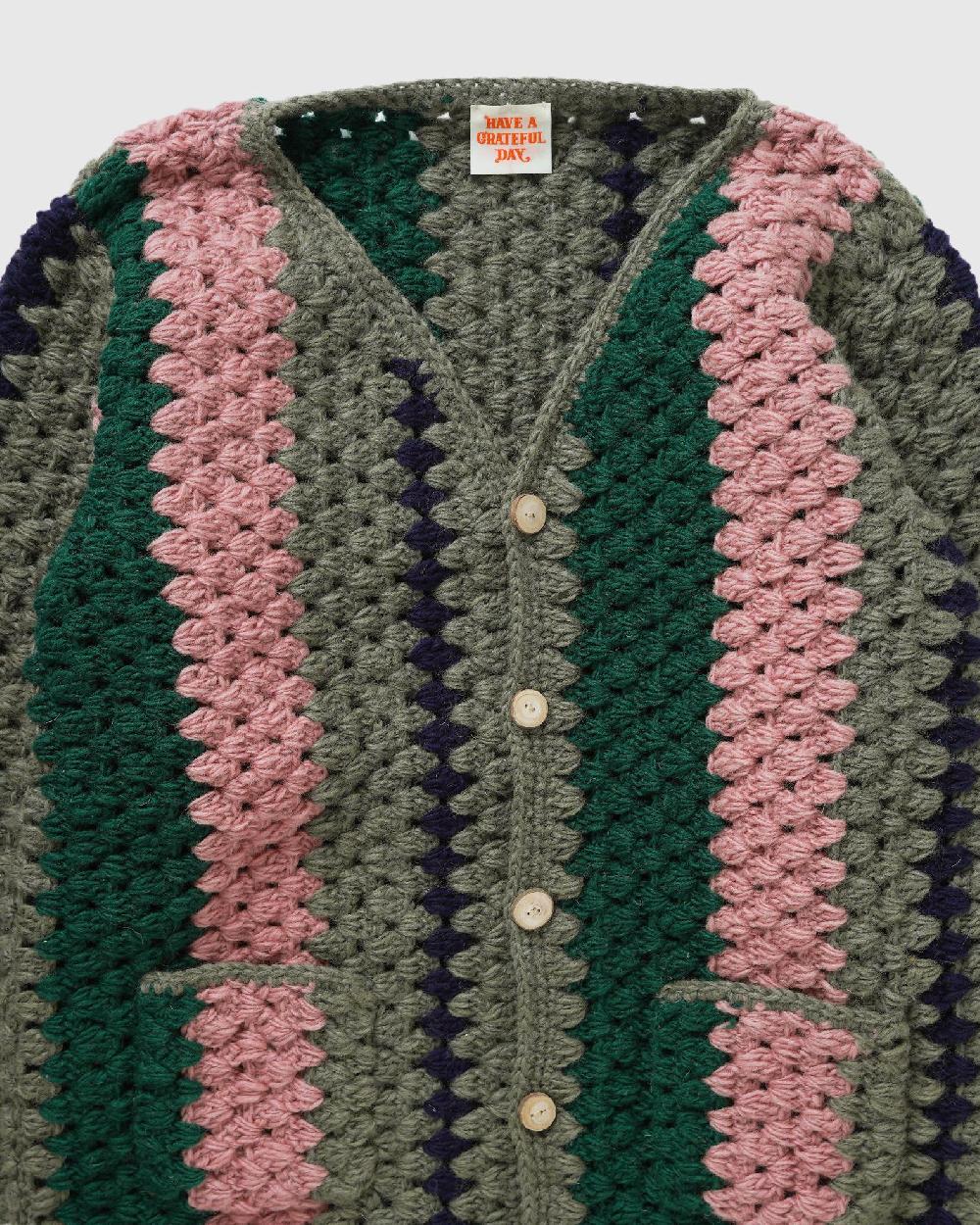 Anonymous Ism GOHEMP CROCHET Hand Knit Cardigan GOHEMP Green