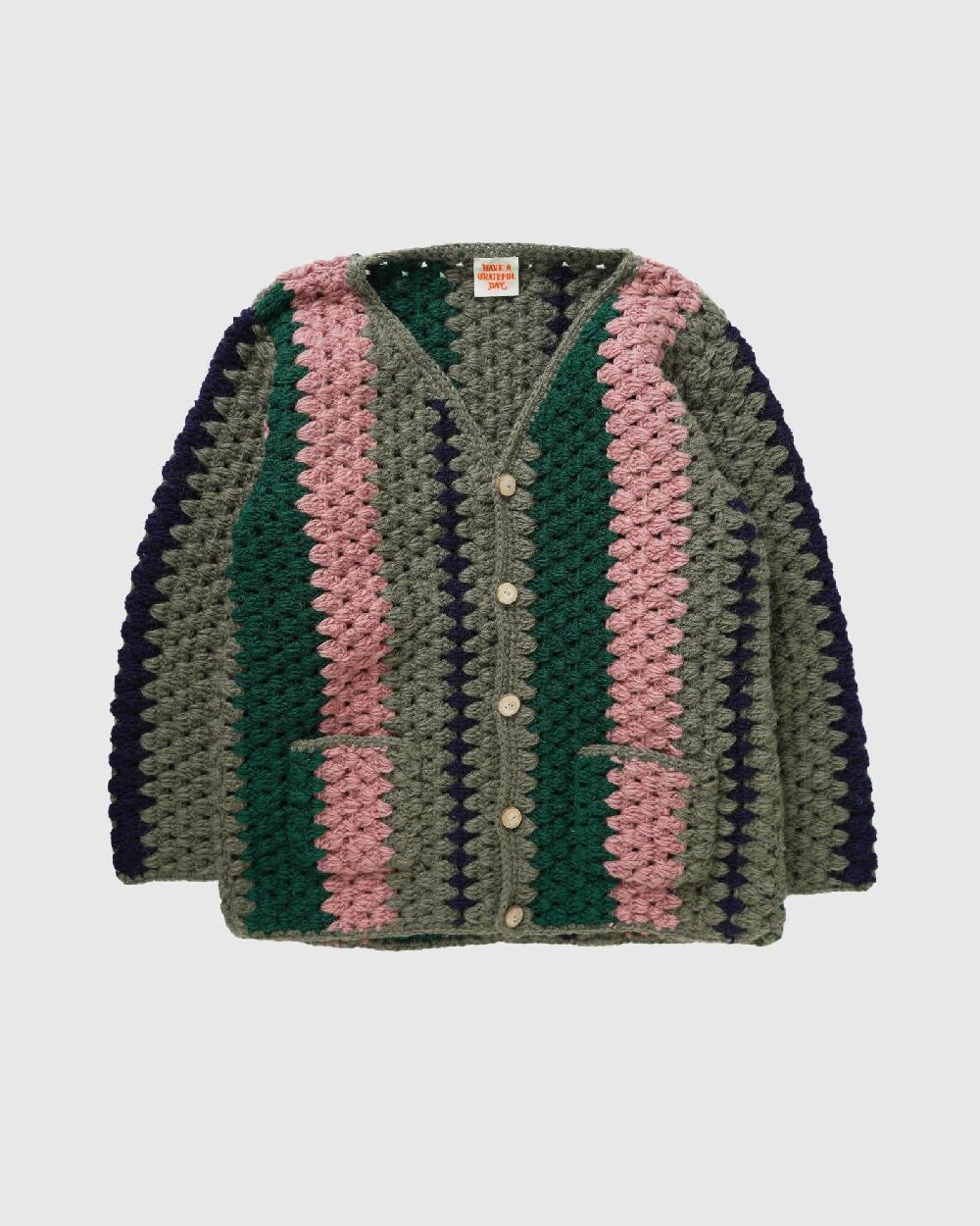 anonymous ism GOHEMP CROCHET Hand Knit Cardigan GOHEMP Green