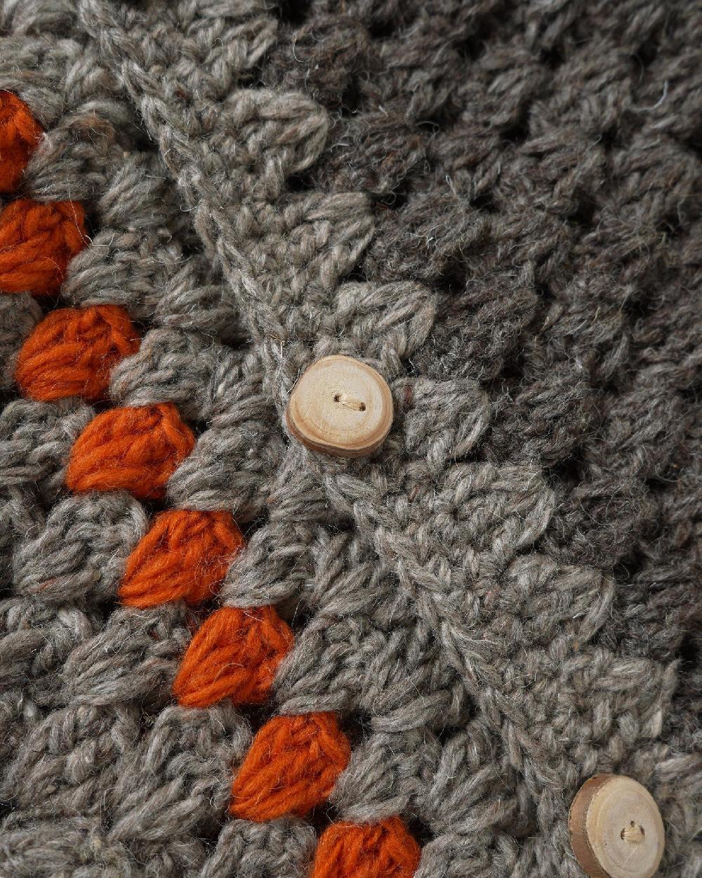 Anonymous Ism GOHEMP CROCHET Hand Knit Cardigan GOHEMP Grey X Yellow