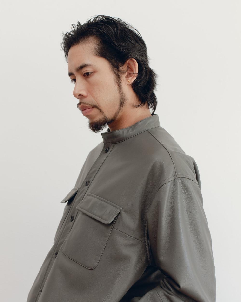 Anonymous Ism “JAMES” CLASSIC BAND COLLAR SHIRT CCU Grey