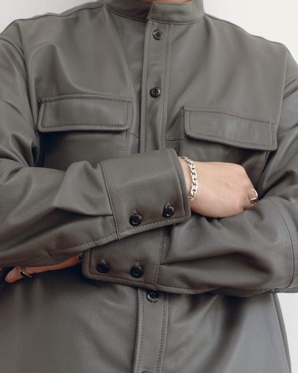 Anonymous Ism “JAMES” CLASSIC BAND COLLAR SHIRT CCU Grey