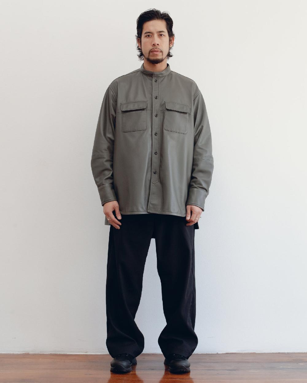 Anonymous Ism “JAMES” CLASSIC BAND COLLAR SHIRT CCU Grey