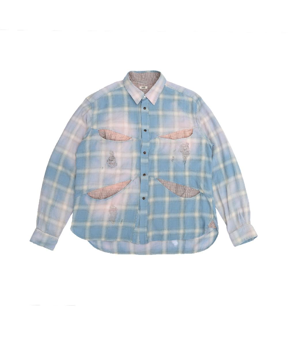 anonymous ism KHOKI - Vintage-Effect Shirt KHOKI Blue