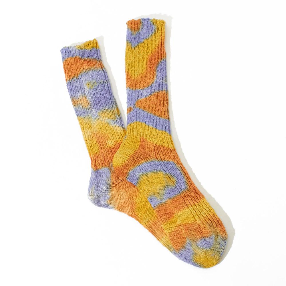 Anonymous Ism L/G Organic Cotton Dyed Crew Socks Orange