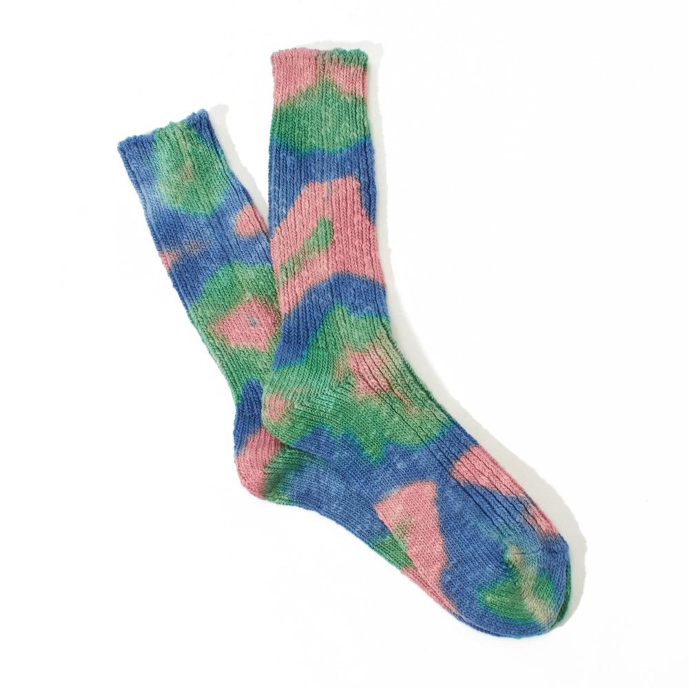 anonymous ism L/G Organic Cotton Dyed Crew Socks Orange