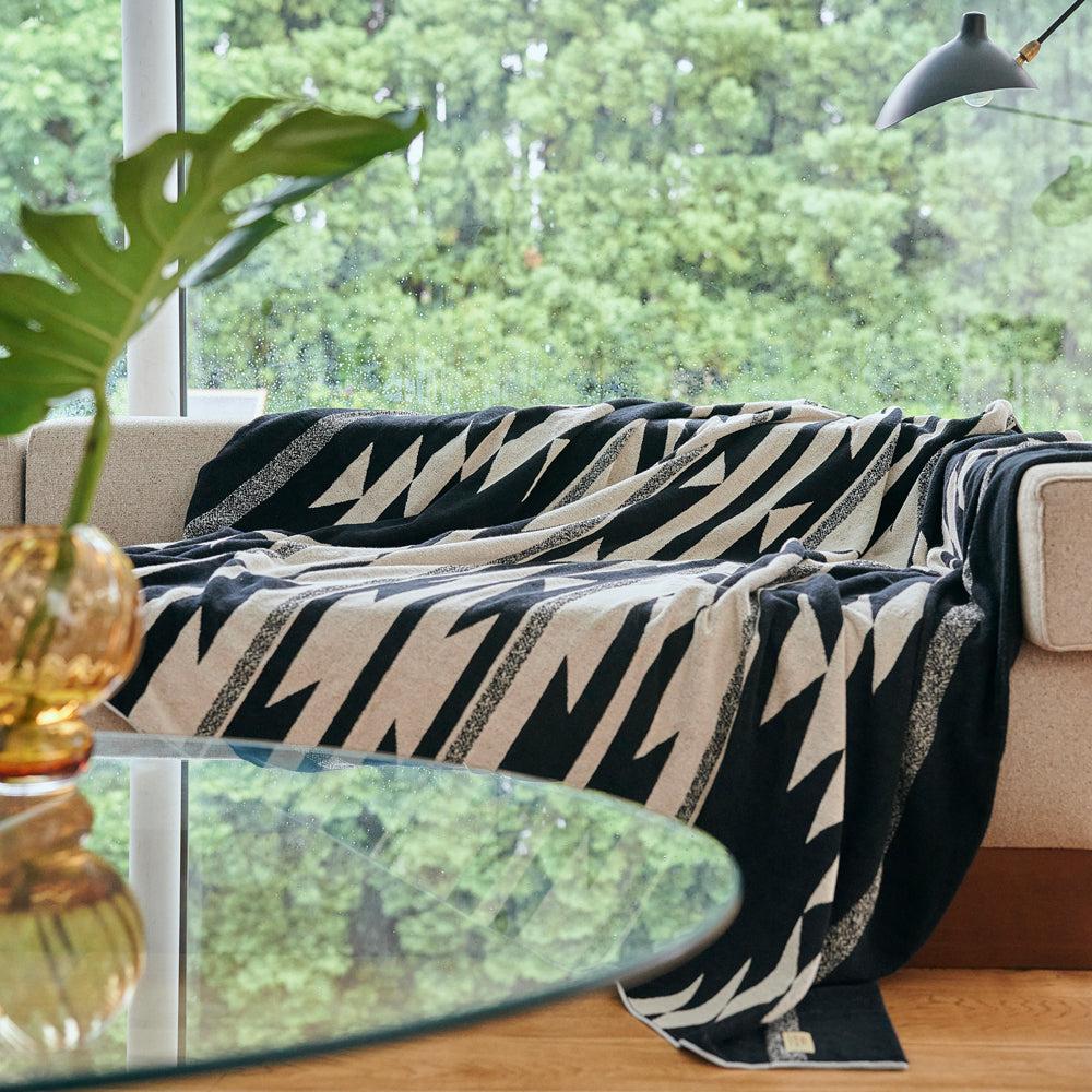 Anonymous Ism Large - Native Motif Cotton Pile Blanket - Black Home-Basshu